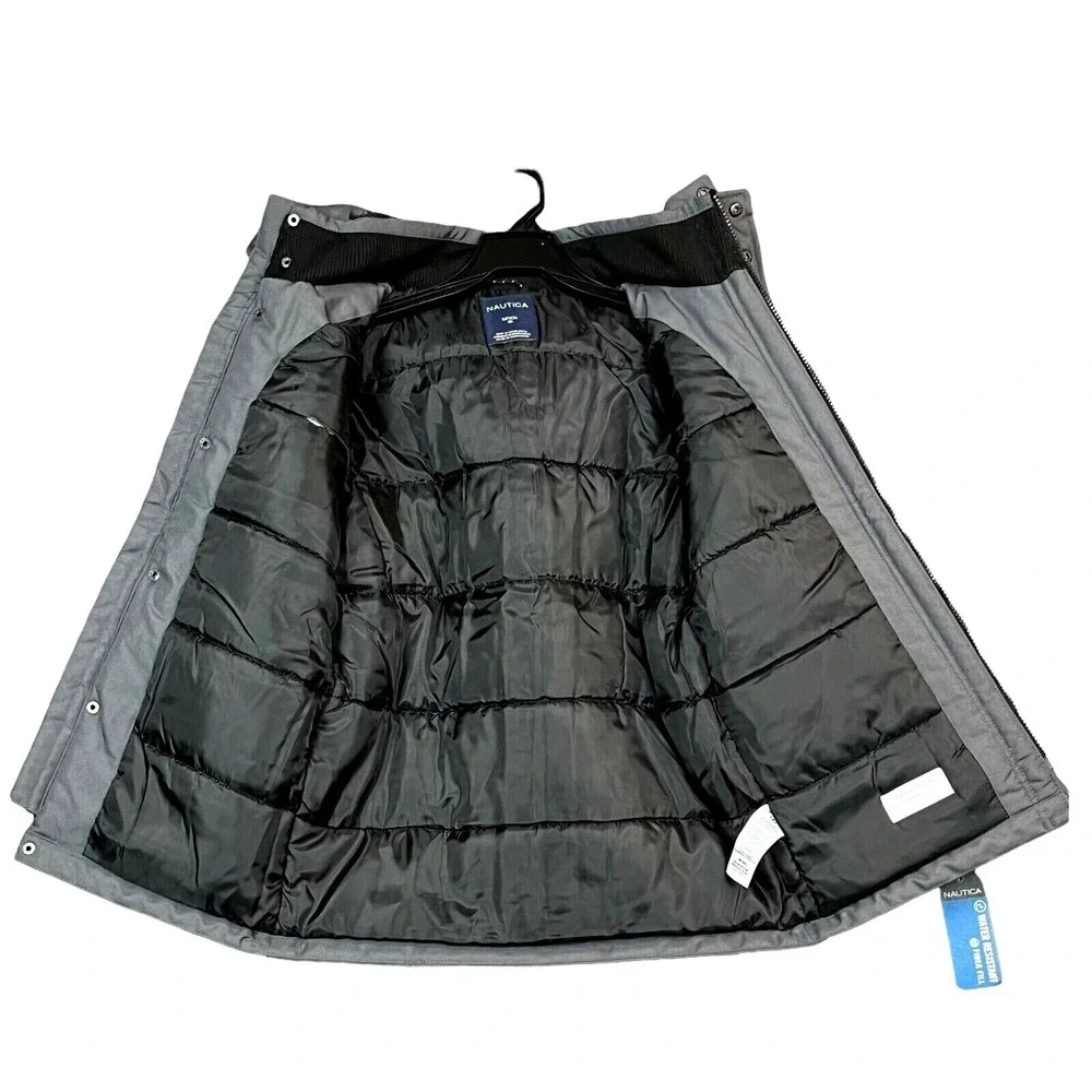 Nautica Youth Boys Full Zip Winter Jacket Size 14-16‎ Gray/Black Water Resistant